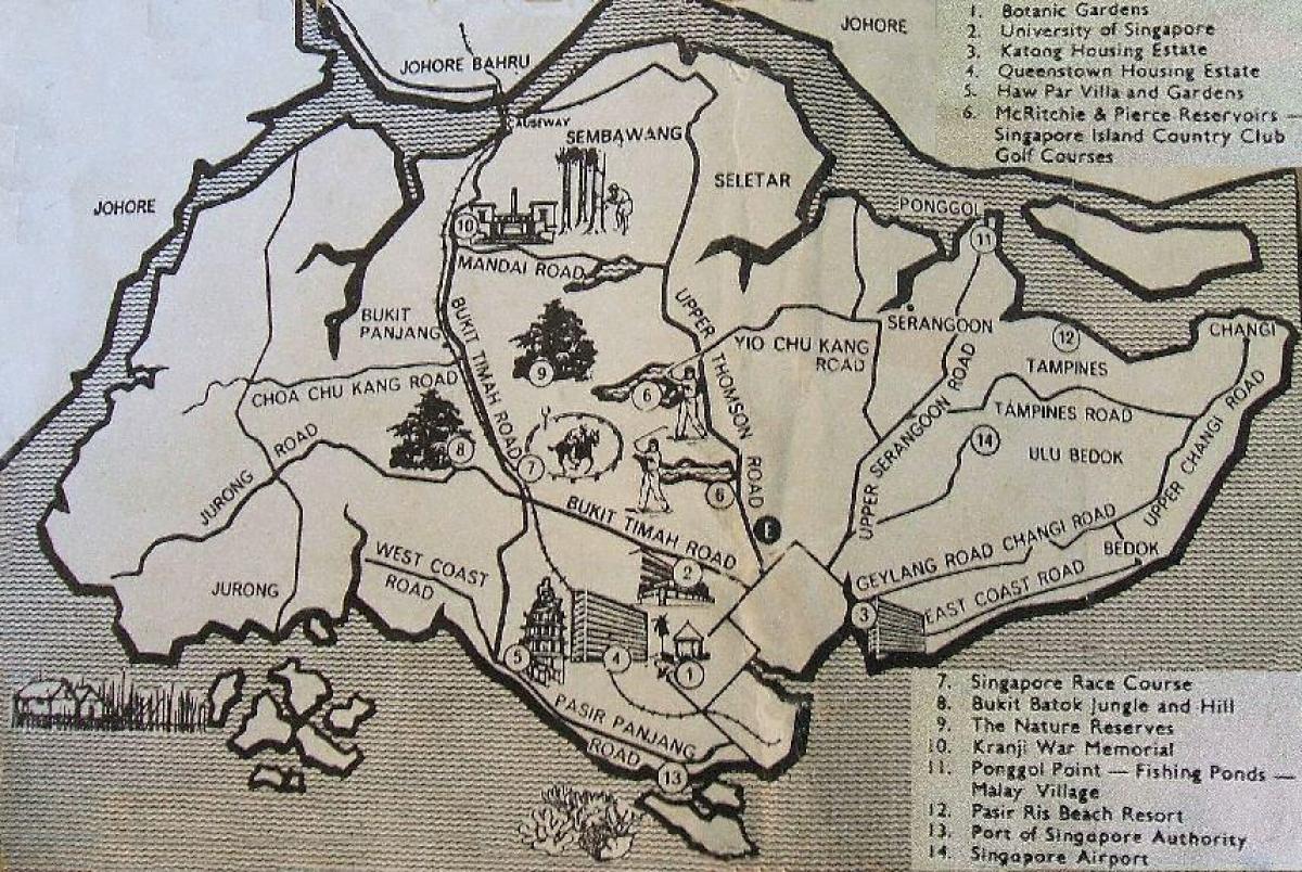 velho mapa de Cingapura