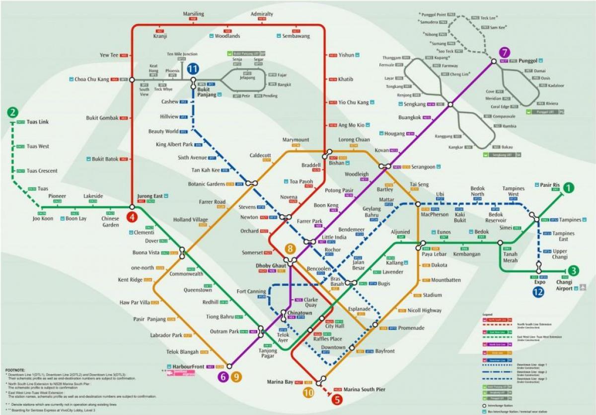 mapa de mrt station em Singapura