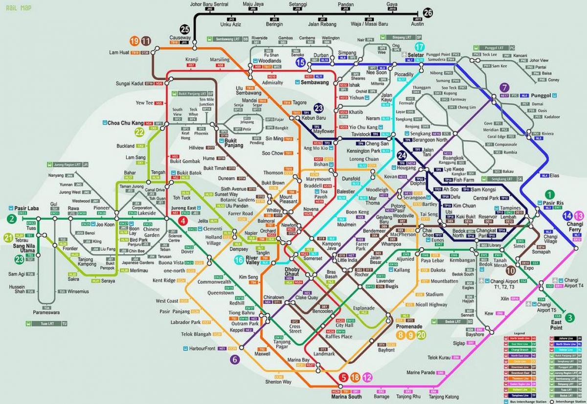 lrt mapa de Cingapura