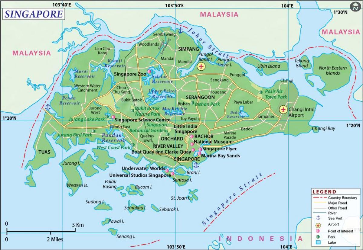 mapa de Cingapura cidade