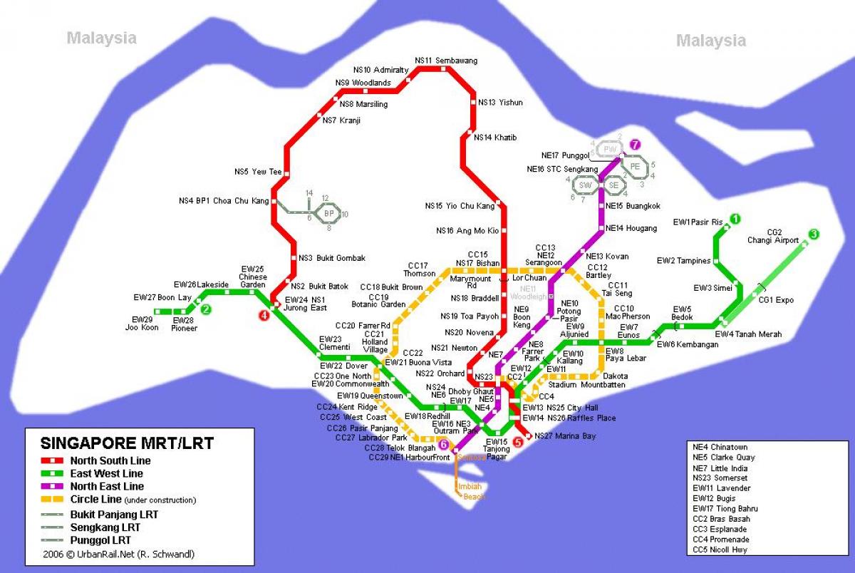 mrt station em Singapura mapa