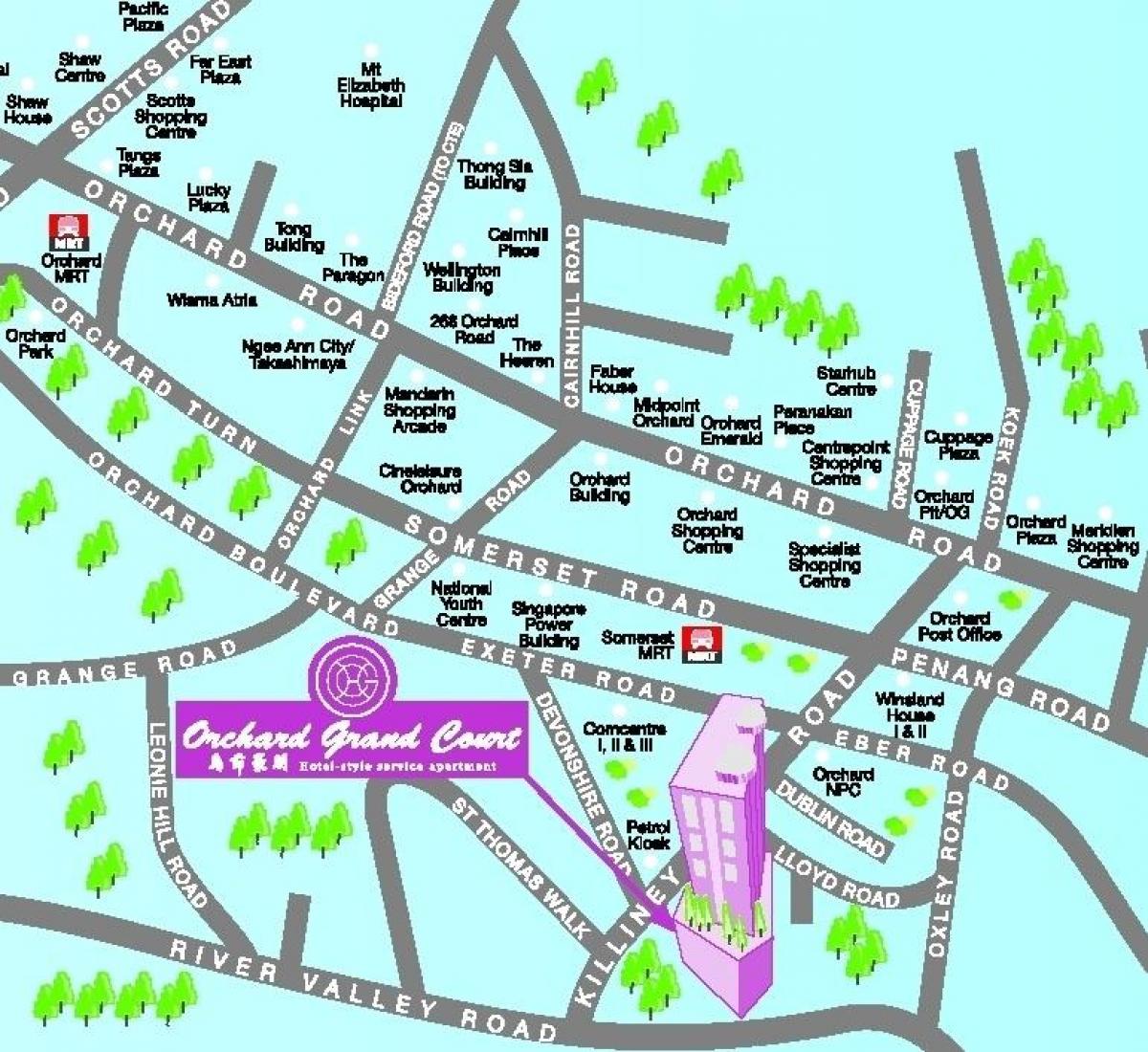 rua orchard em Singapura mapa