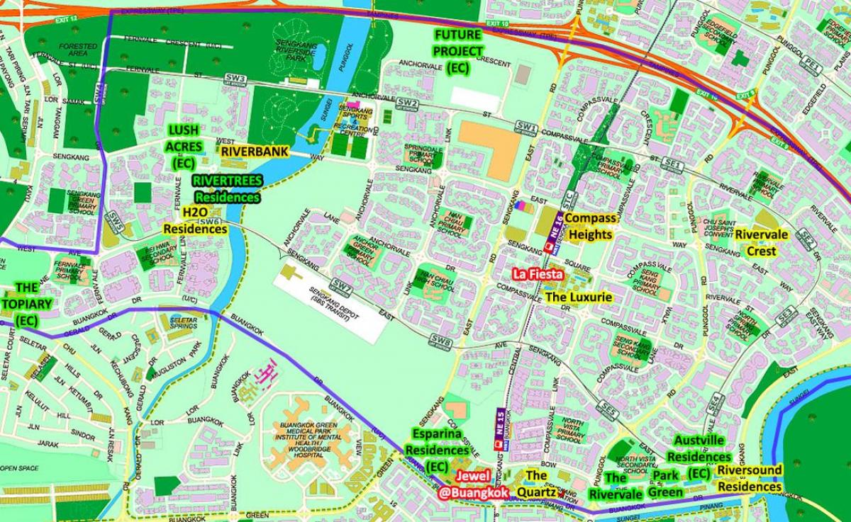 mapa de Sengkang Singapura