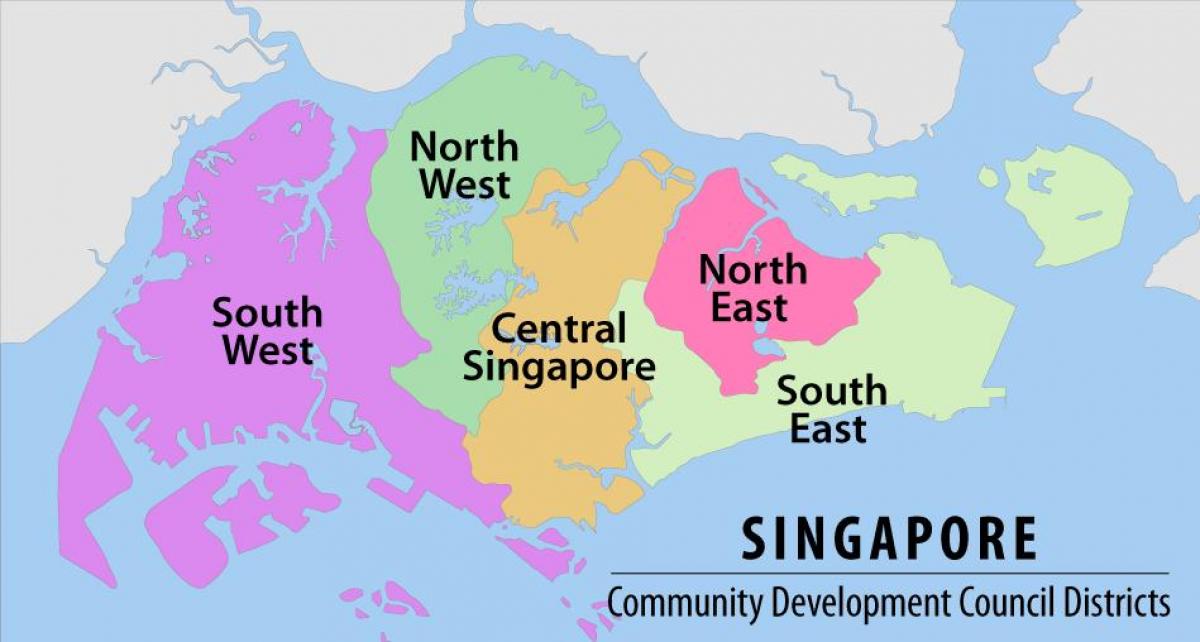 mapa de Cingapura região