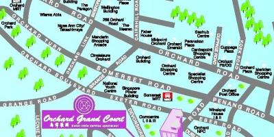 Rua Orchard em Singapura mapa
