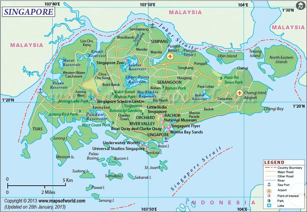Cingapura no mapa