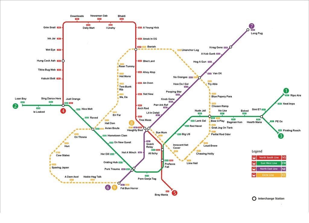 estação de mrt mapa de Cingapura