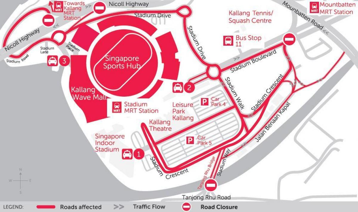 mapa de Cingapura centro desportivo
