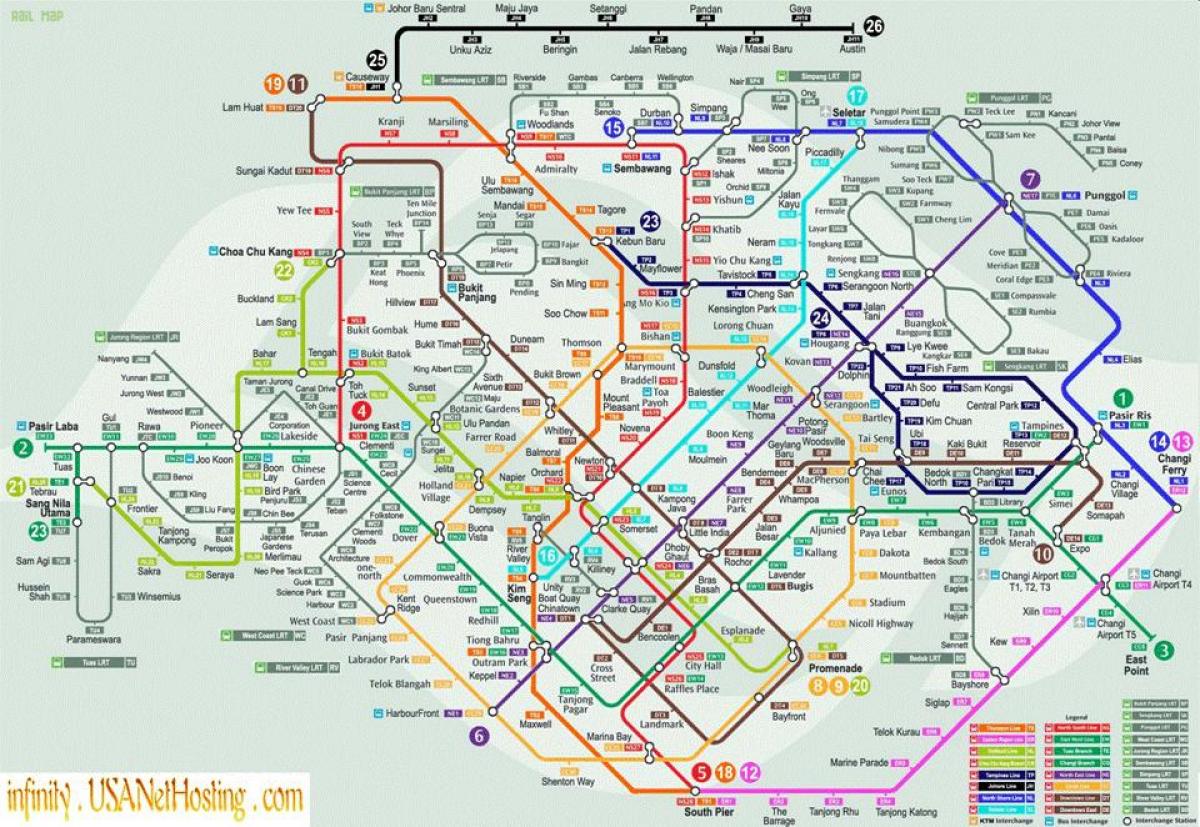 mapa de Cingapura transporte
