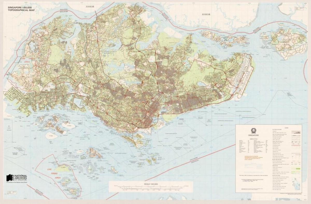 mapa de Cingapura topográfico